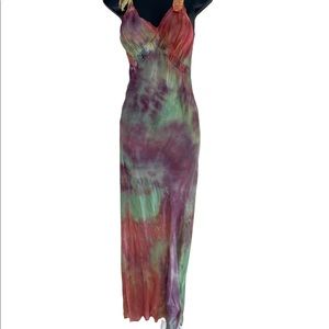 Vintage 70s Tie dye Bohemian Slip Sheer Long Size Extra Small